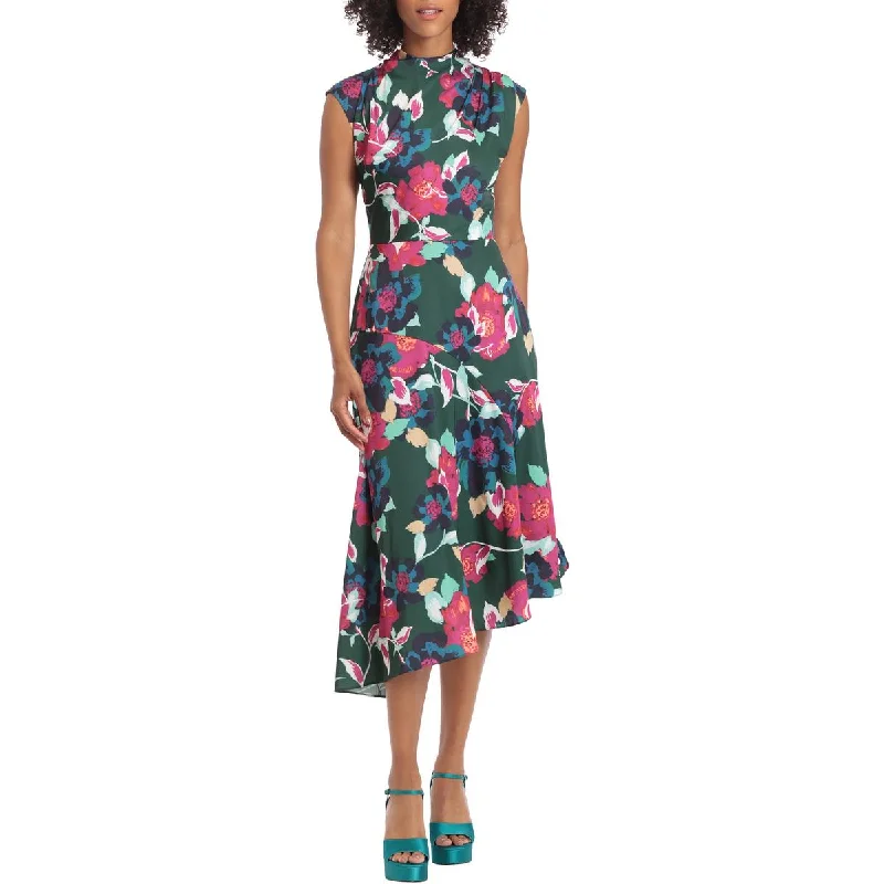 Neon DressMaggy London Womens Floral Asymmetric Midi Dress