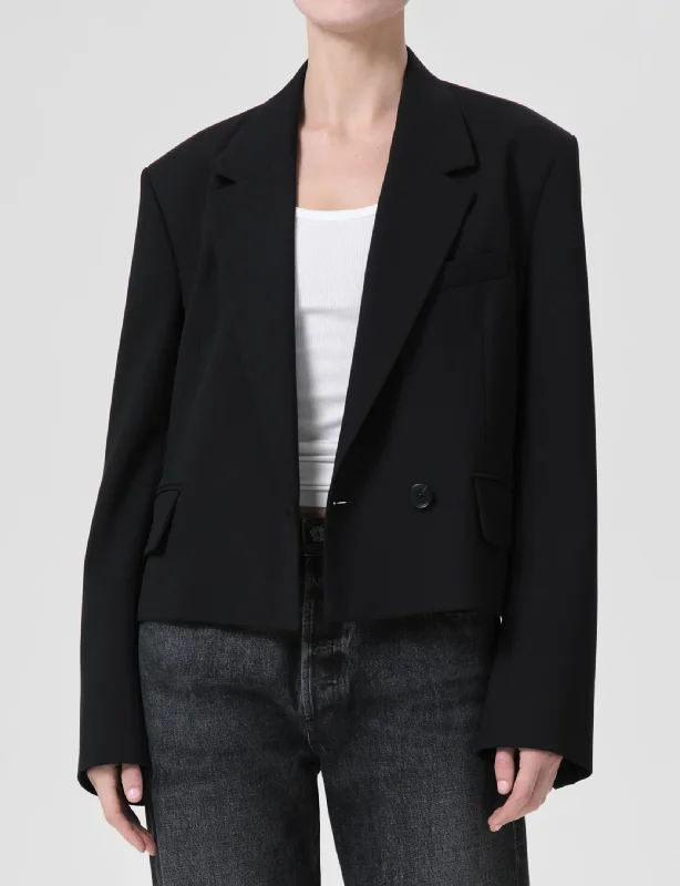 women's coats with fur collarsCallie Cropped Blazer, Black