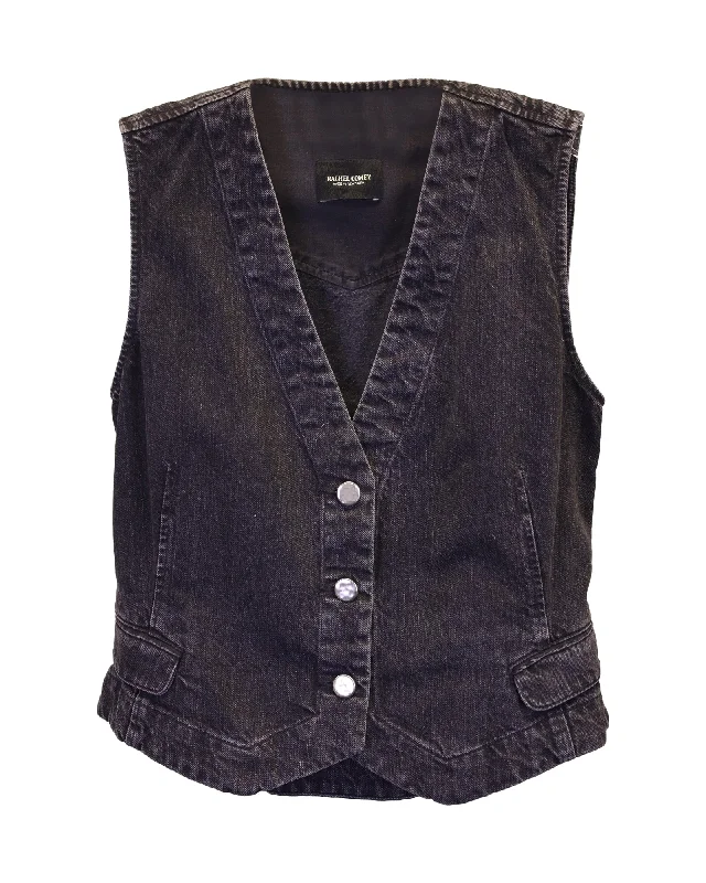 women's coats with asymmetrical hemsRachel Comey Vest in Charcoal Cotton Denim