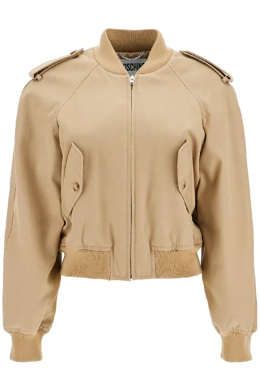 women's coats with floral printsMoschino Women's Gabardine Bomber