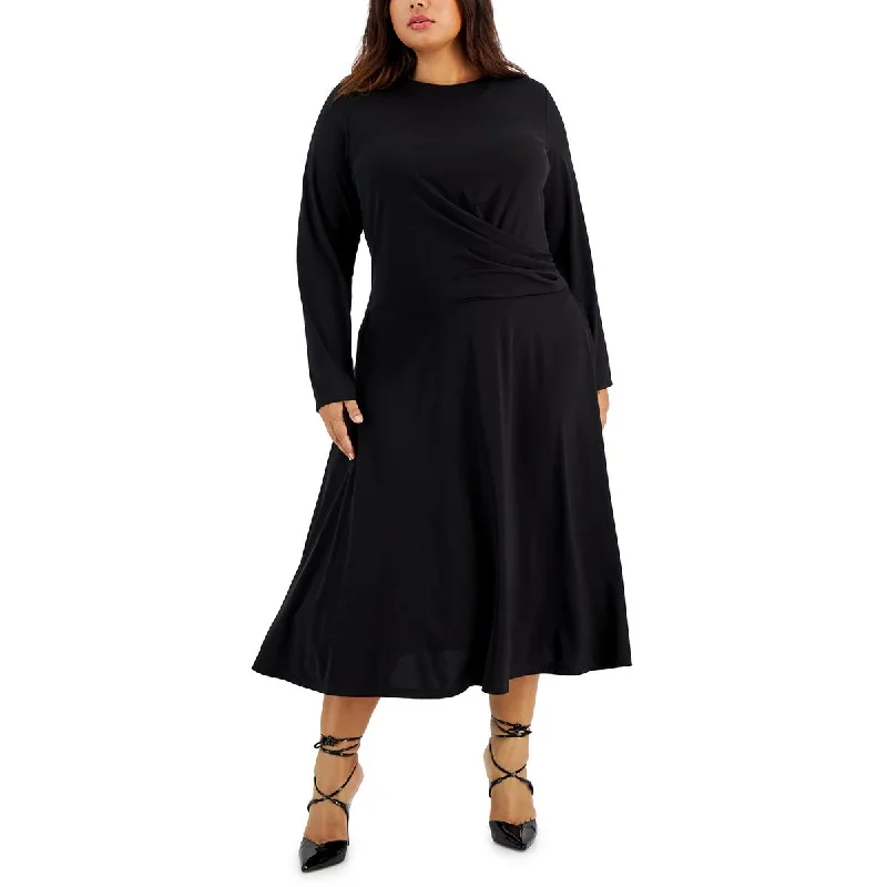 Long-Sleeve DressCalvin Klein Womens Plus Gathered A-Line Midi Dress