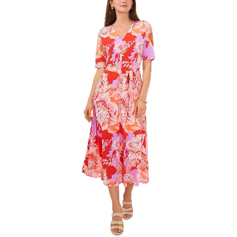 women's maximalist dressesChaus Womens Floral Midi Fit & Flare Dress