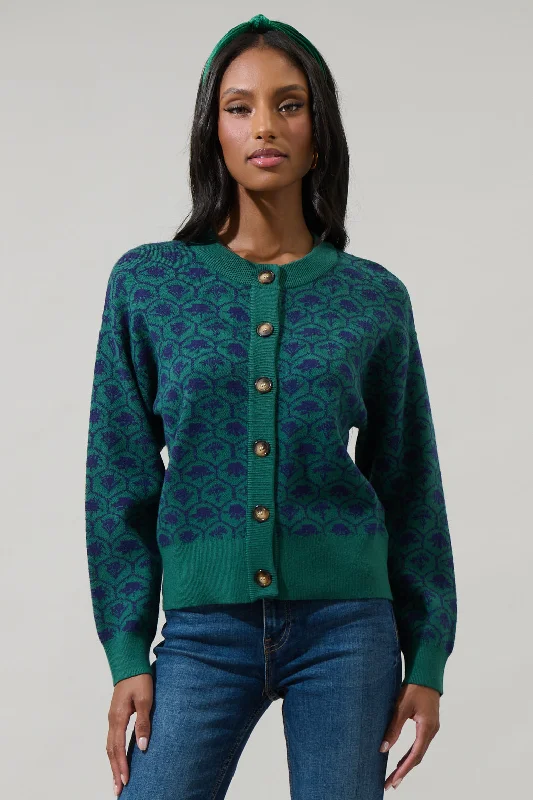 women's tops with cold-shoulder cuts and lace detailingAshdown Floral Button Up Cardigan