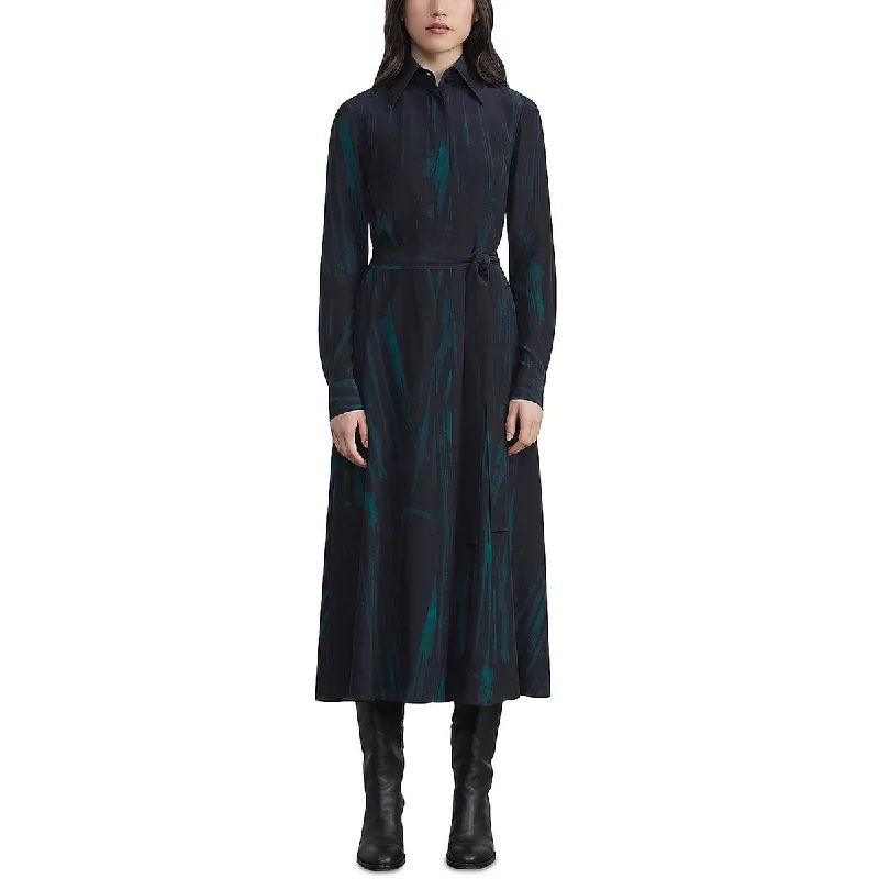 women's flutter-sleeved dressesLafayette 148 New York Womens Silk Midi Shirtdress