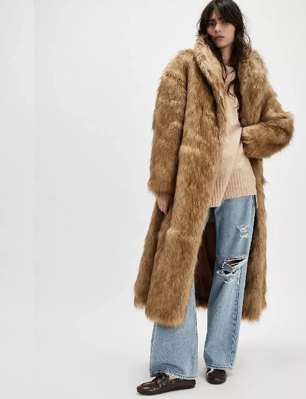 leather coats for womenAnnice Fur Coat, Sandy Fox/Combo