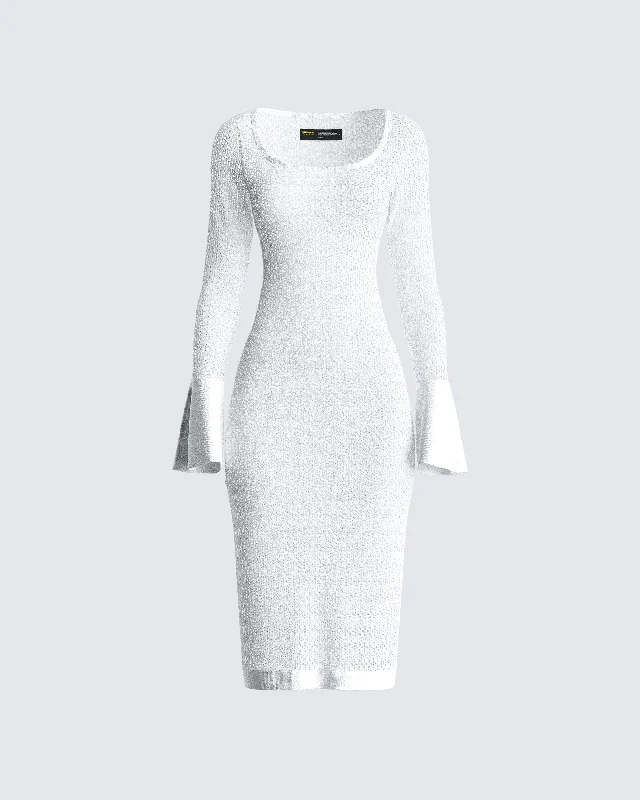 women's shift dressesLetitia Ivory Sweater Midi Dress