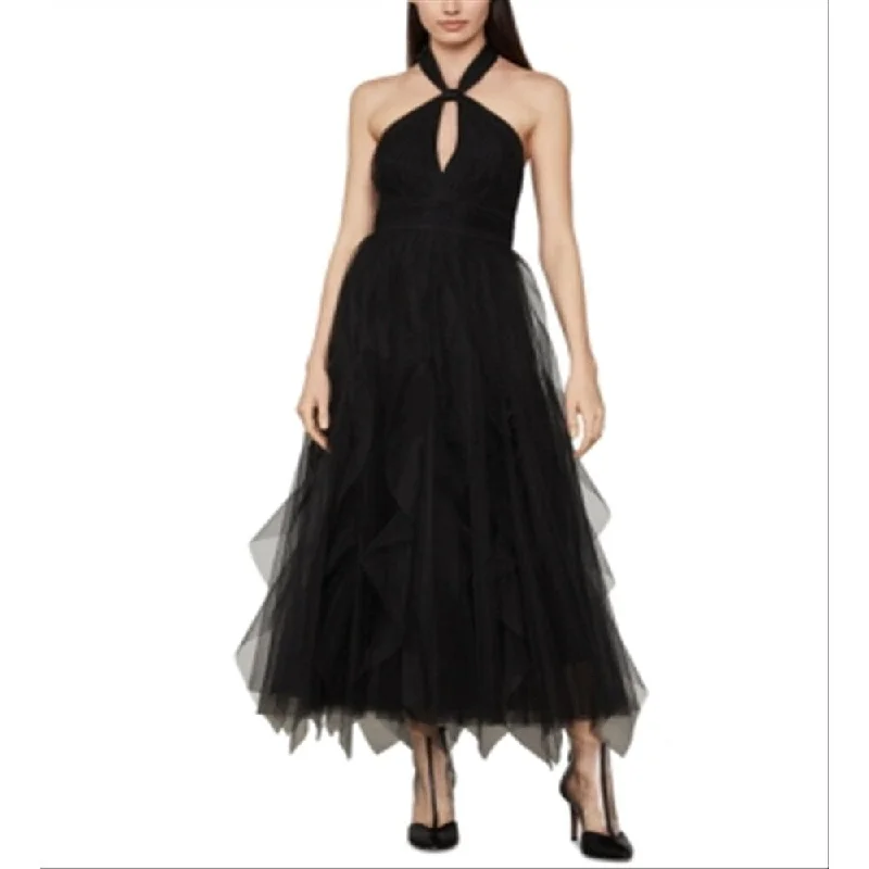 women's stylish dressesBcbgmaxazria Women's Eve Tulle Halter Evening Dress Black Size 2