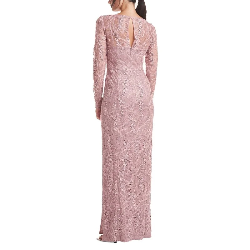 women's minimalist dressesJs Collections Women's Giovanna Long Sleeve Column Evening Gown Pink Size 4