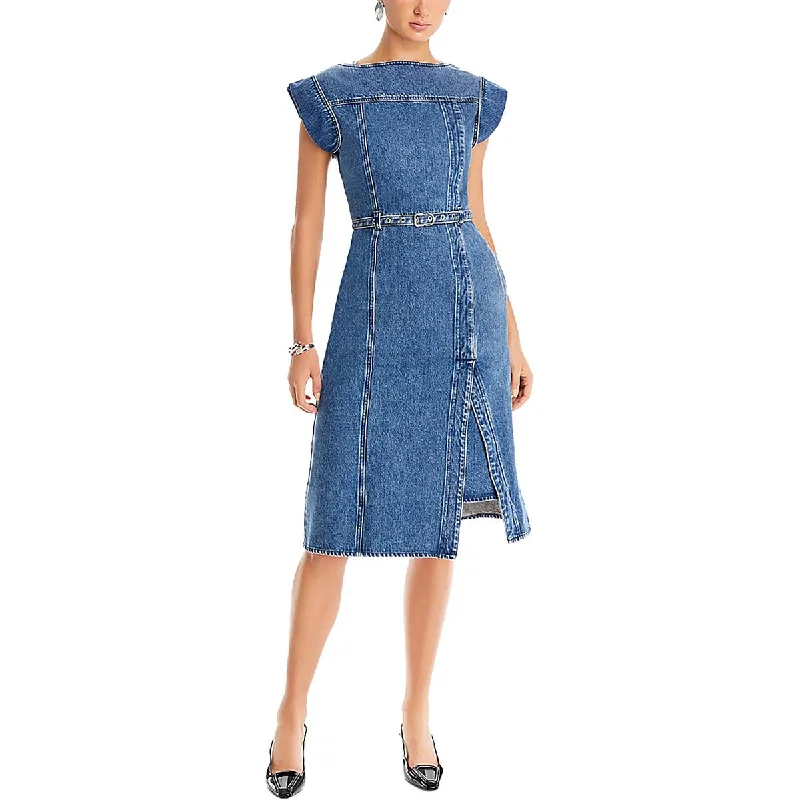 women's denim dresses3.1 Phillip Lim Womens Below Knee Belted Midi Dress