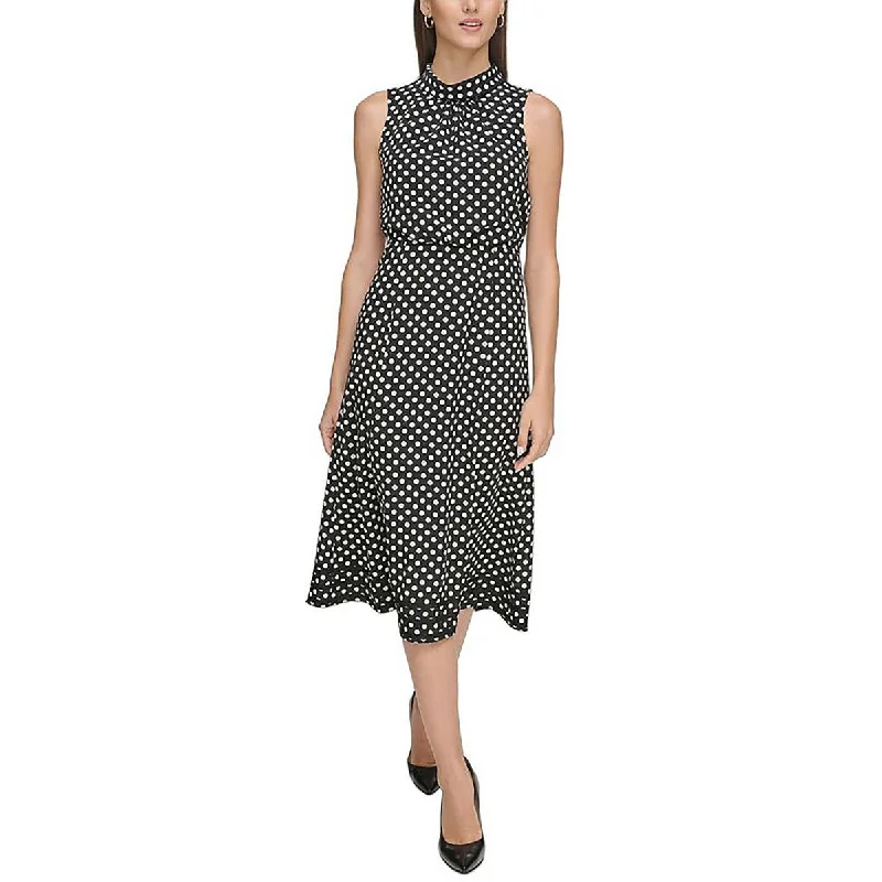 Body-Hugging DressKarl Lagerfeld Womens Sleeveless Mock Neck Midi Dress