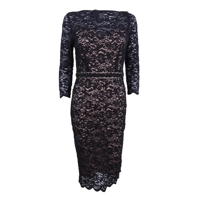 women's glam dressesAlex Evenings Women's Beaded Lace Sheath Dress