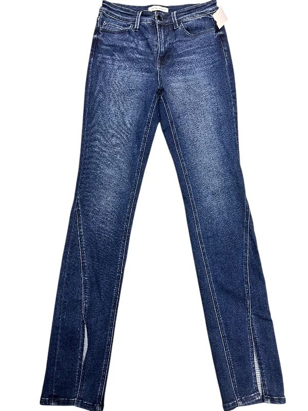 women's denim jeans with leather patchesJeans Straight By Flying Monkey In Blue Denim, Size: 4