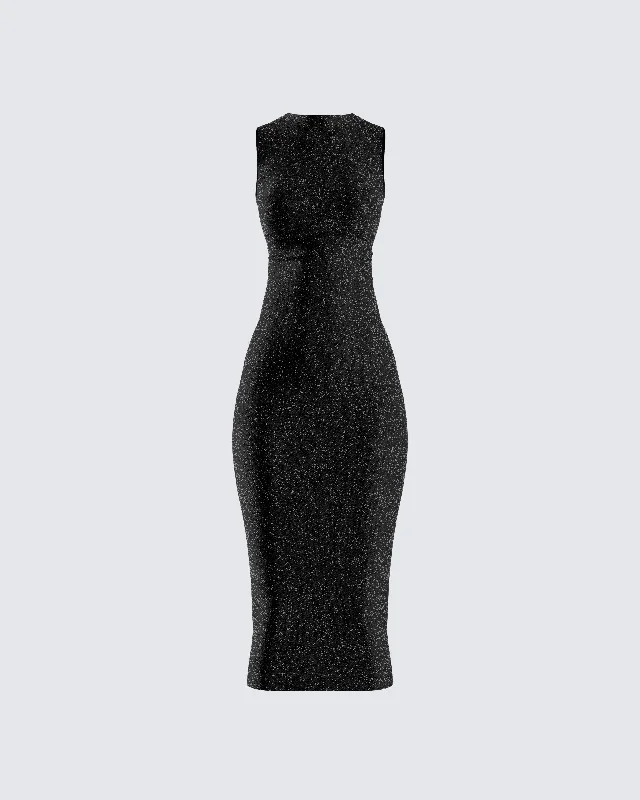 Petite DressUmbra Black Shimmer Midi Dress