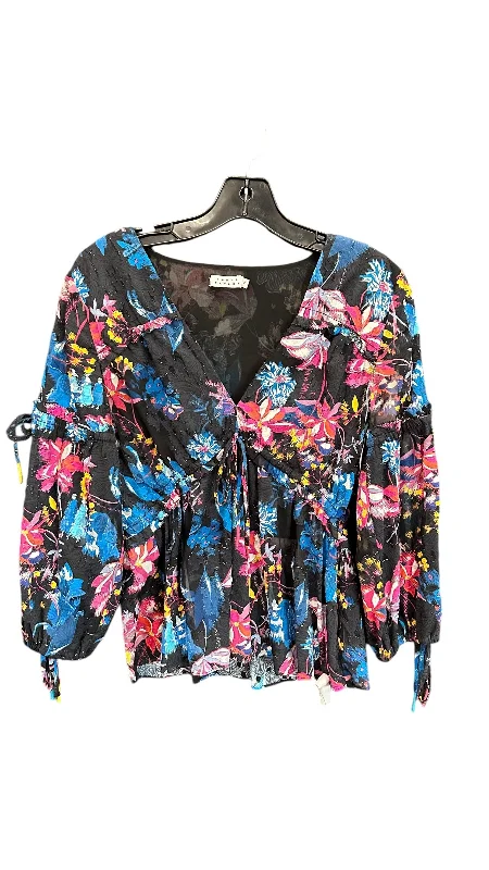 women's tops for date nightsTop Long Sleeve By Clothes Mentor In Floral Print, Size: 2