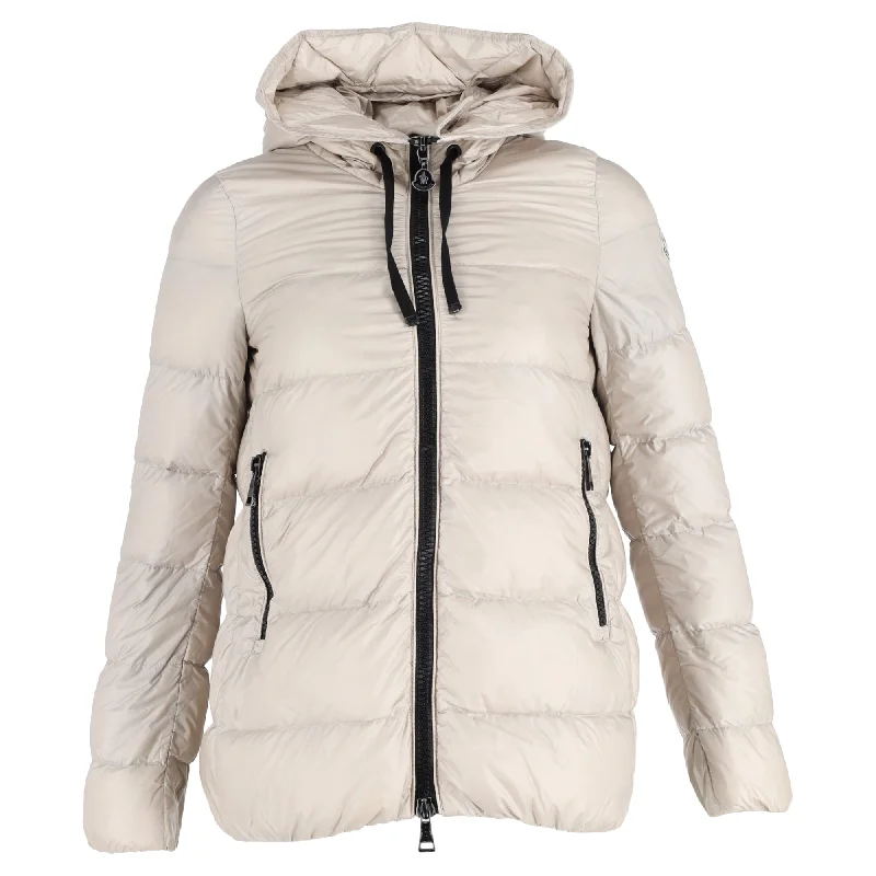 women's coats for breastfeeding mothersMoncler Quilted Zipped Down Jacket in Beige Polyamide