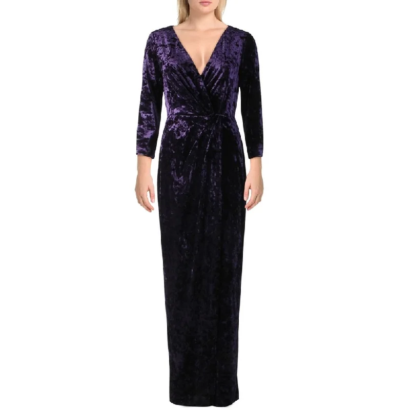 Maternity DressRalph Lauren Women's Annaliah Velvet Faux Wrap Evening Dress Purple Size 8