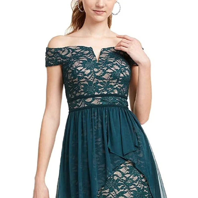 women's floral dressesMorgan & Company Women's Lace Hi Low Evening Dress Green Size 7