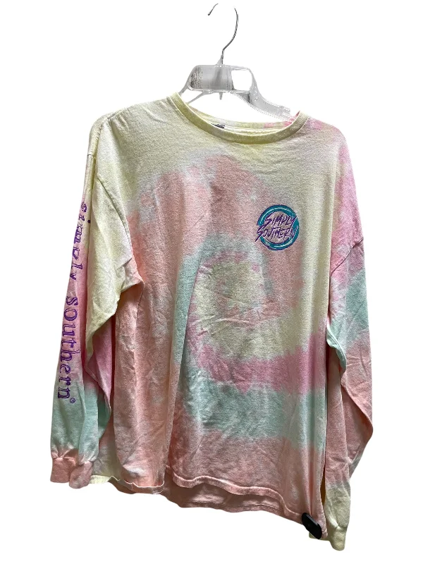 women's tops with ruffled hemsTop Long Sleeve By Simply Southern In Multi-colored, Size: Xl