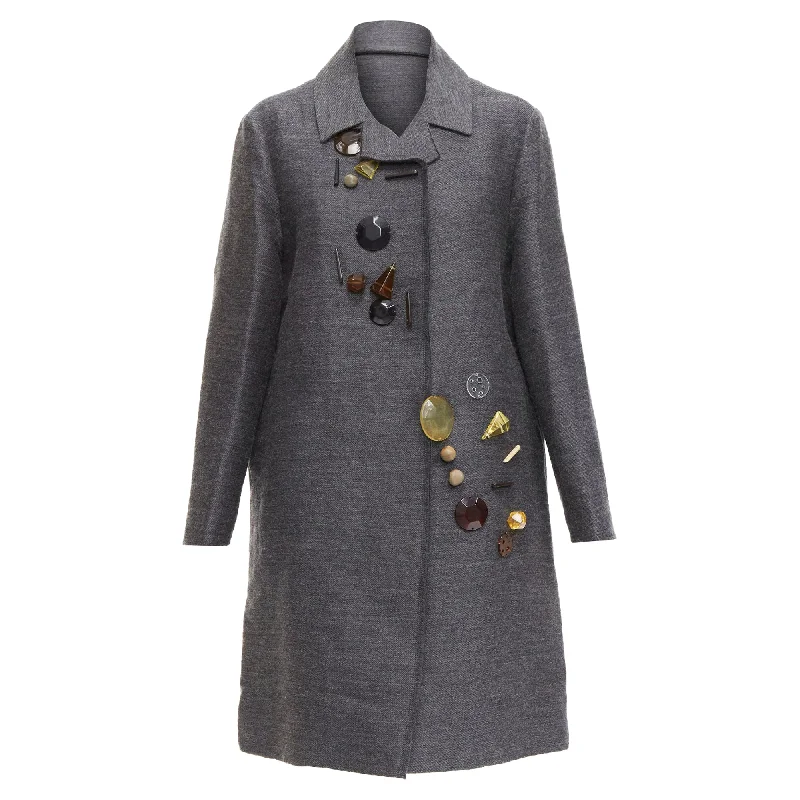 women's coats for those who want to make a fashion statementMarni Wool Geometric Beads Embellishment Trapeze Coat