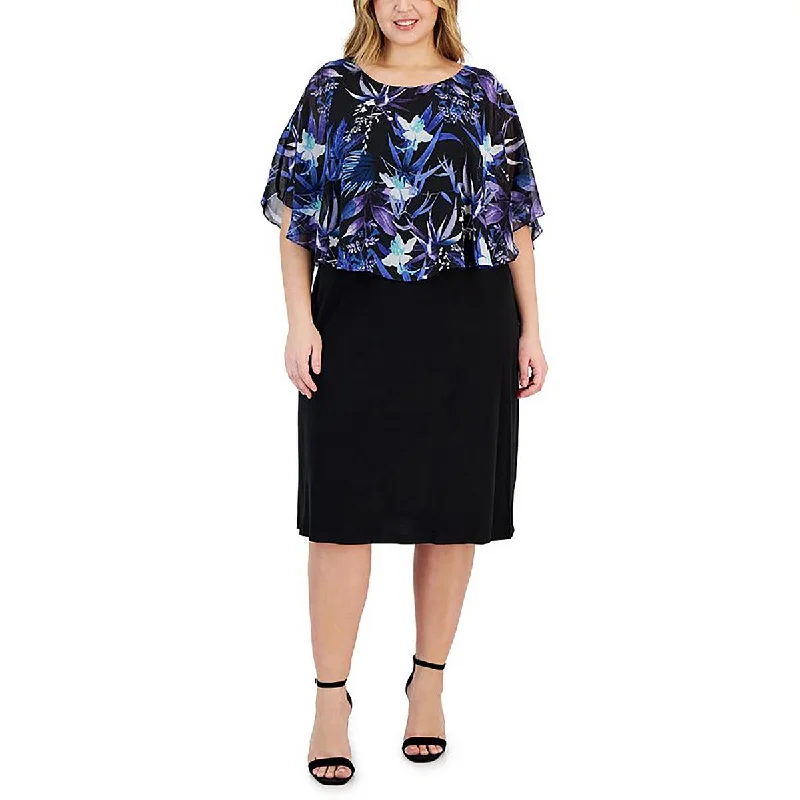 women's evening dressesConnected Apparel Womens Plus Floral Print Cape Midi Dress