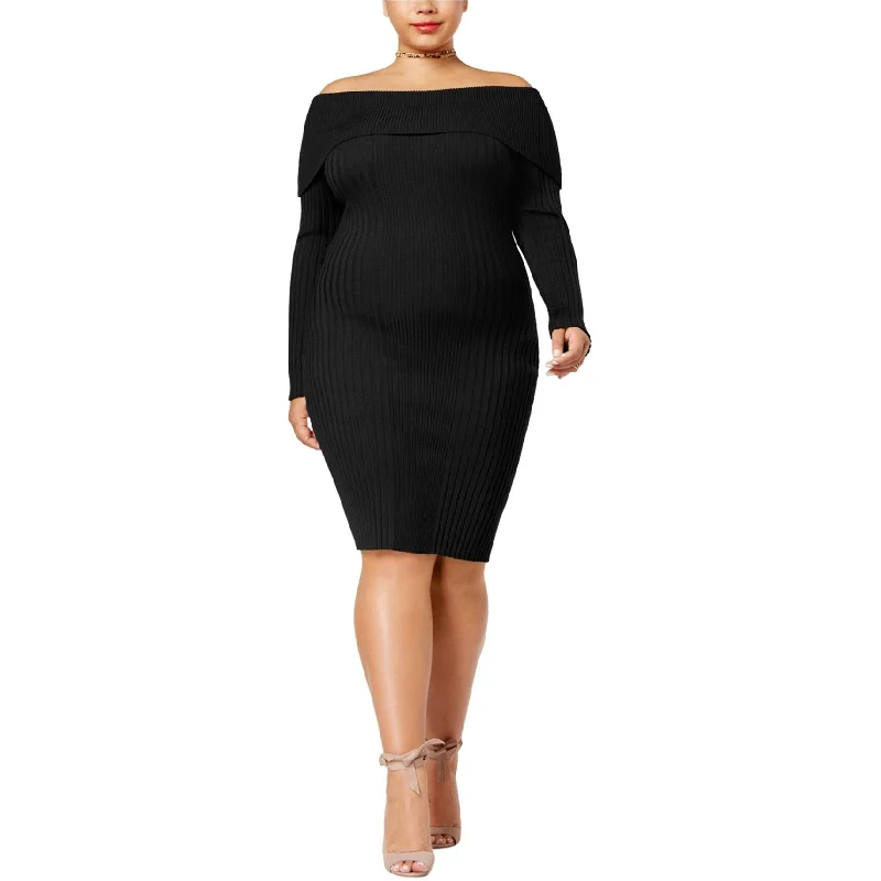 women's work dressesSay What? Womens Bodycon Sweater Dress, Black, 1X