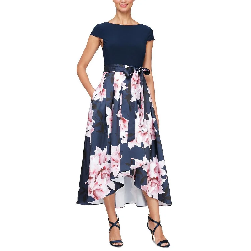 women's empire-line dressesSLNY Womens Hi-Low Floral Print Midi Dress