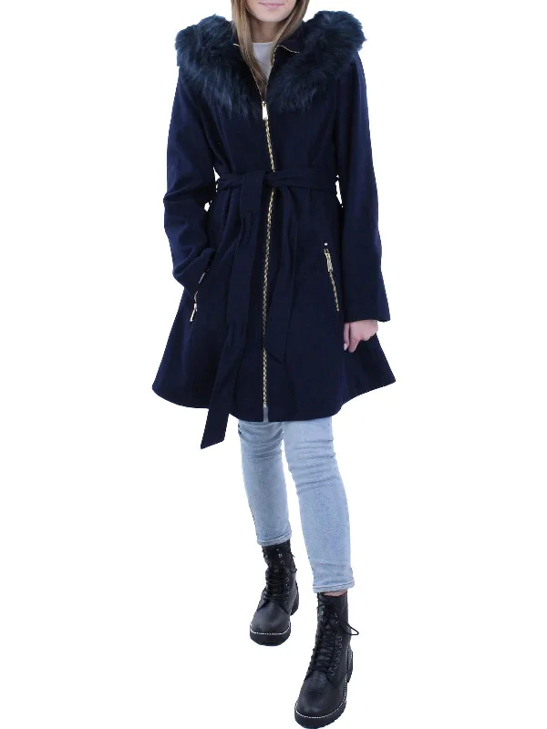 women's coats for hikingWomens Faux Fur Midi Wool Coat