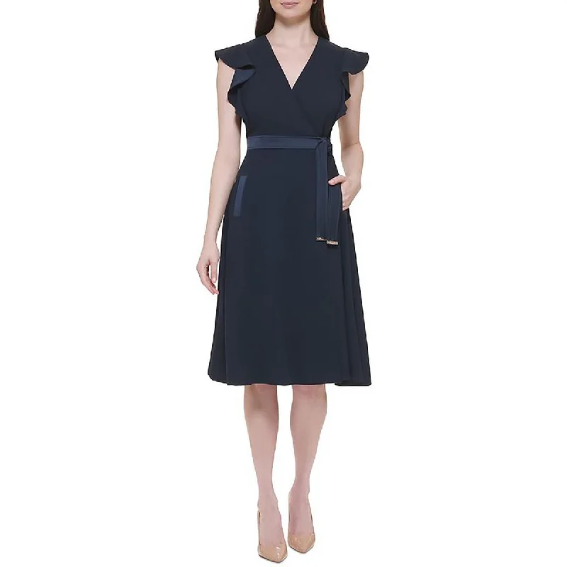 women's everyday dressesTommy Hilfiger Womens Crepe Midi Wrap Dress