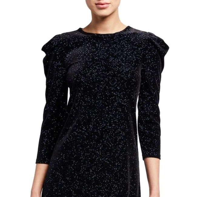 women's eco-friendly dressesMichael Kors Women's Sequined Zippered 3/4 Sleeve Jewel Neck Above The Knee Body Con Evening Dress Black Size Xx-Large