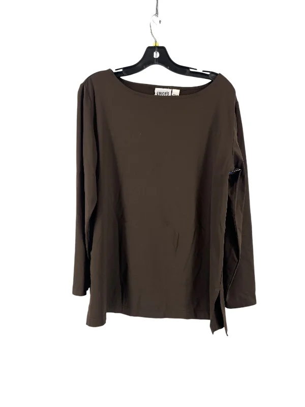 women's tops for layeringTop Long Sleeve By Chicos In Brown, Size: L