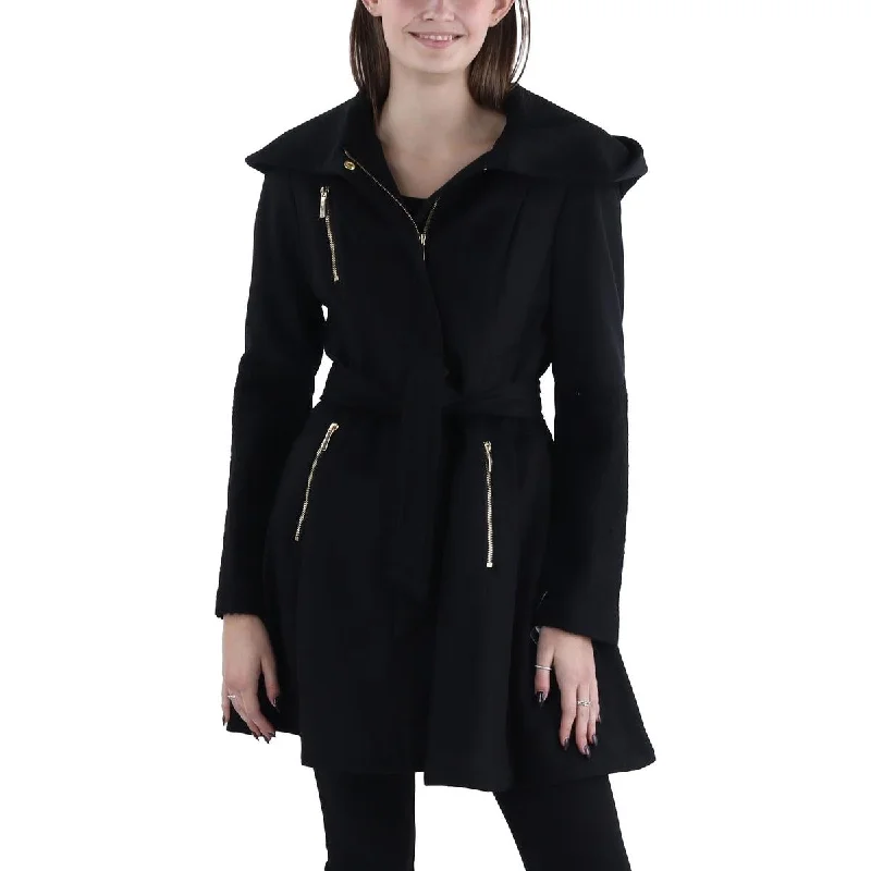 women's coats with cropped lengthsWomens Wool Blend Hooded Wool Coat