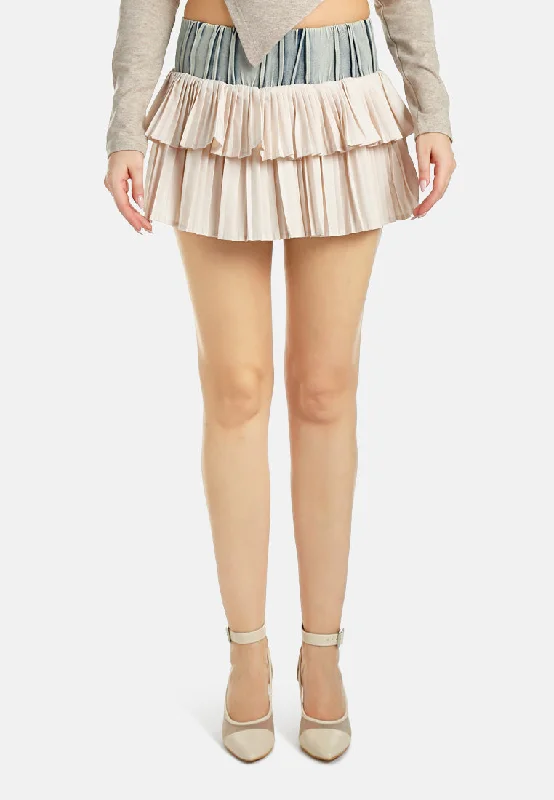 Ruffle Two-Tone Mini Skirt by RUW