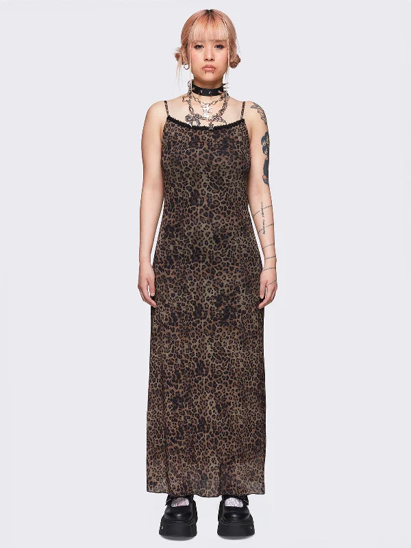 Maternity DressNala Leopard Mesh Maxi Dress