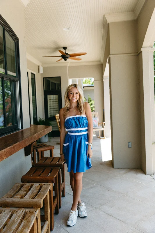 women's bridesmaid dressesDanica Mini Dress - Blue/White