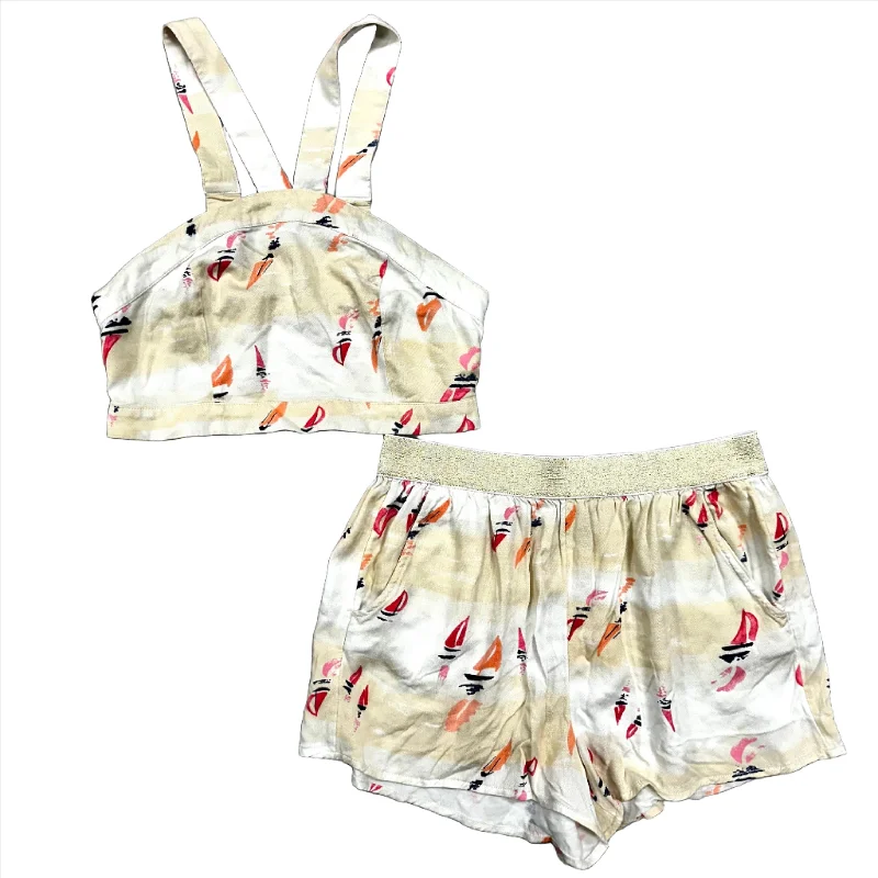 women's formal shortsTan & White Shorts Set Aerie, Size M