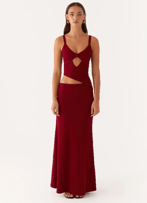 women's cold-shoulder dressesJocelyn Maxi Dress - Maroon