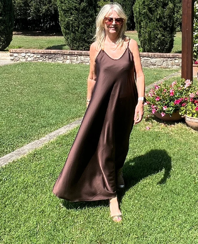 Silk DressFlorentine Maxi dress Chocolate