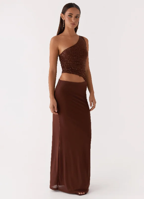 Button-Down DressSeranella Sequin One Shoulder Maxi Dress - Chocolate