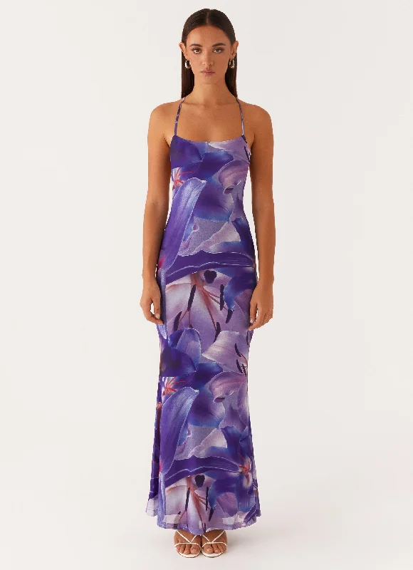 Chiffon DressLivia Maxi Dress - Purple White Lilly