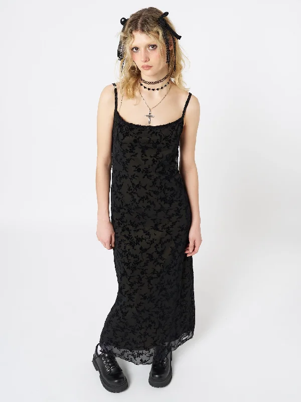 Ruffled Hem DressTitania Black Mesh Maxi Dress