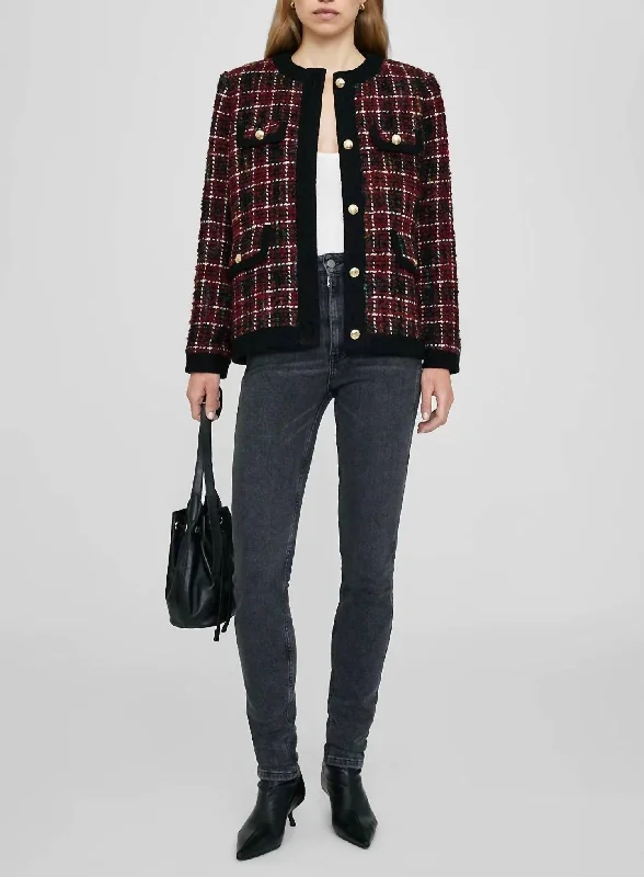 Cherry Plaid Lydia Jacket In Red