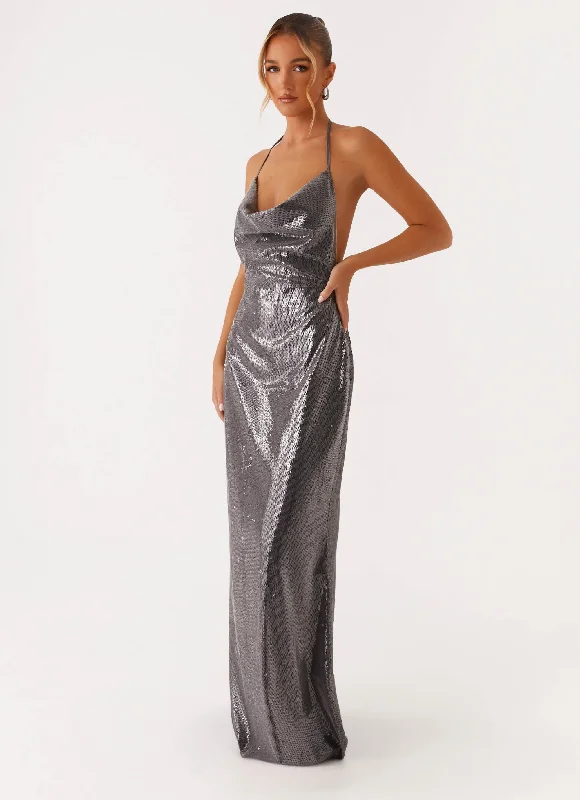 Skater DressSleek Love Sequin Maxi Dress - Silver Sequin