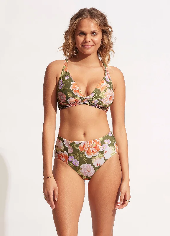 Halter Female SwimwearParadise Garden High Waisted Pant - Avocado