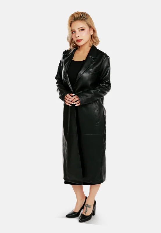 Faux Leather Long Coat by RUW