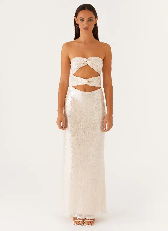 Casual DressTianna Strapless Sequin Maxi Dress - Ivory