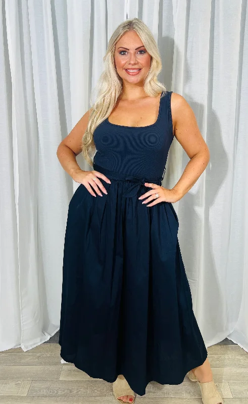 High-Low DressVenus Maxi Dress With Belt Navy