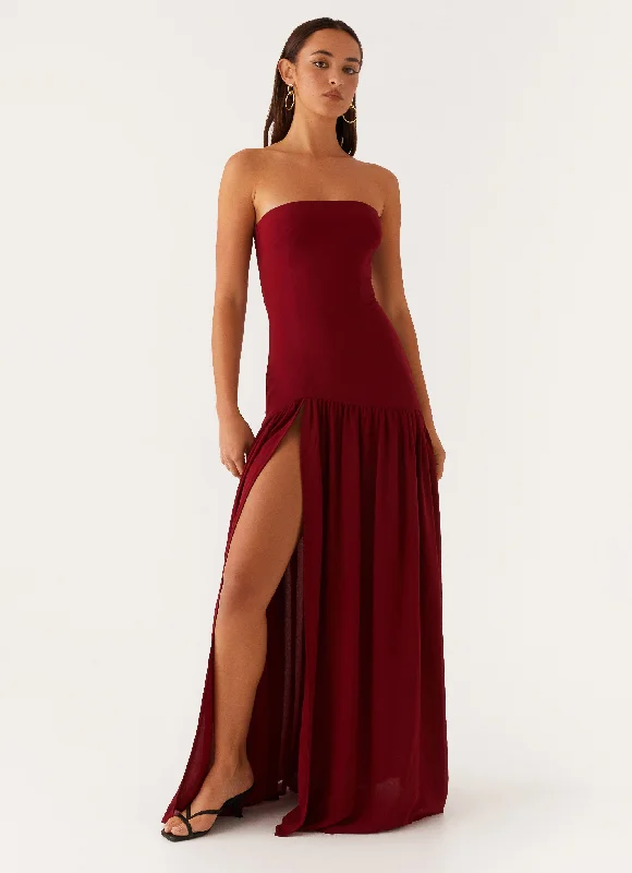 Organza DressEden Strapless Maxi Dress - Maroon