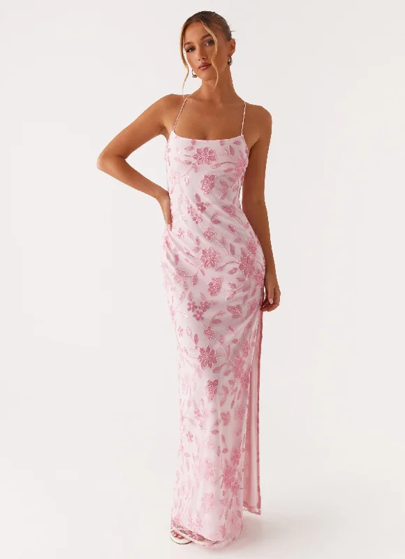 women's A-line dressesBright Lights Beaded Maxi Dress - Pink