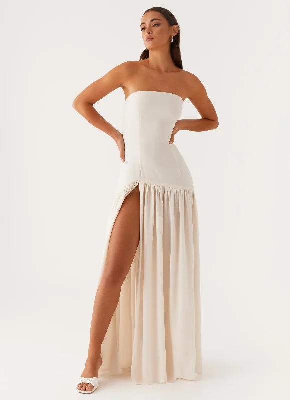 women's unique dressesEden Strapless Maxi Dress - Ivory