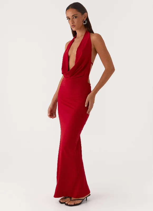 women's curve-hugging dressesDedicated Maxi Dress - Red